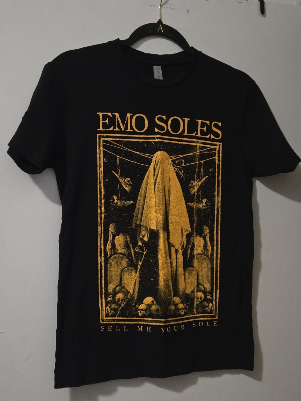 Next Level Apparel Black Tee with Gold 'Emo Soles' Graphic Panel